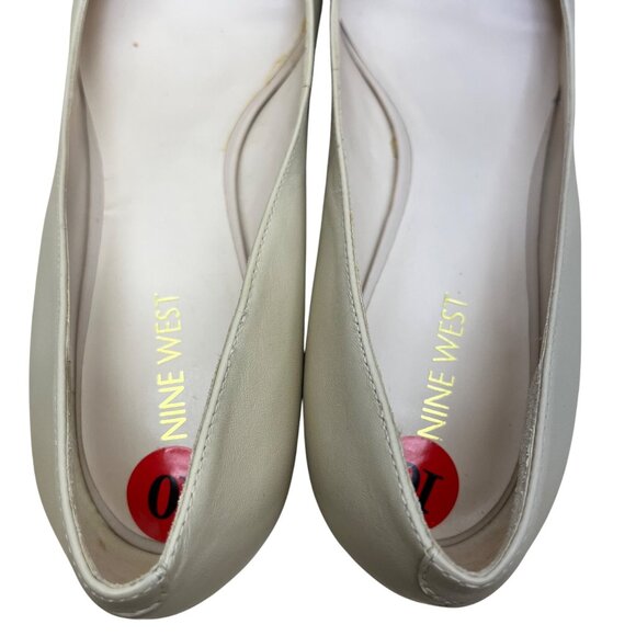 Nine West Women’s Beige Leather Pointed Toe Nydia Kitten Heel Pumps Size 10M - Picture 6 of 9